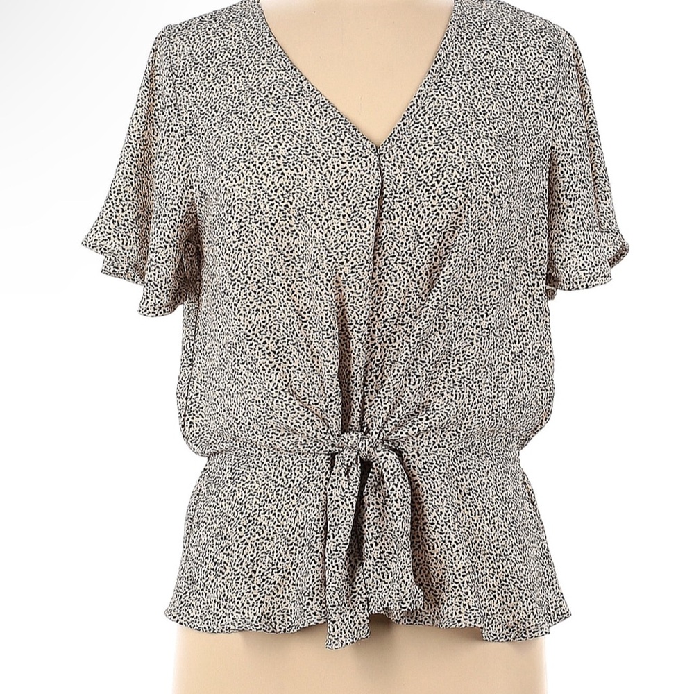 Sienna Sky Black and White Flutter Sleeve Blouse